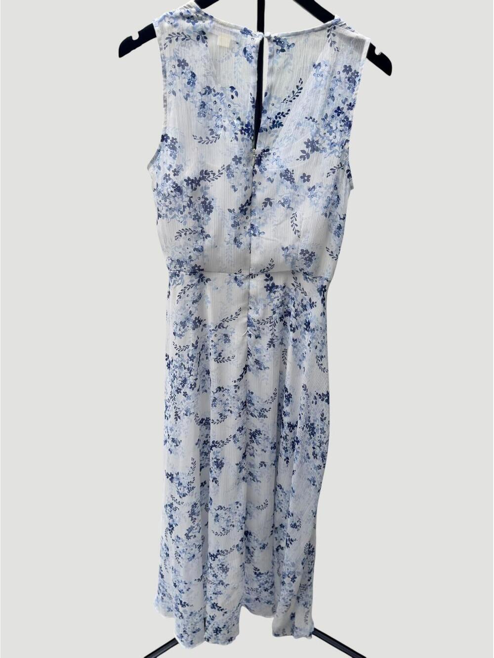 Calvin Klein White and Blue Floral Sleeveless V-Neck Hi-Low Dress Size 4 - Picture 4 of 7